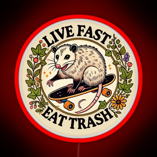 Live Fast Eat Trash RGB Neon Sign