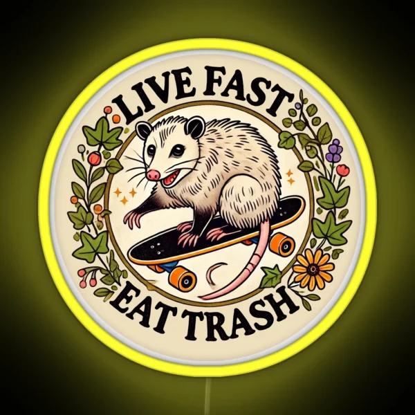Live Fast Eat Trash RGB Neon Sign