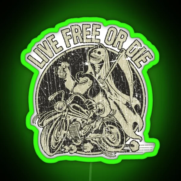 Live Free Or Die 1982 RGB Neon Sign