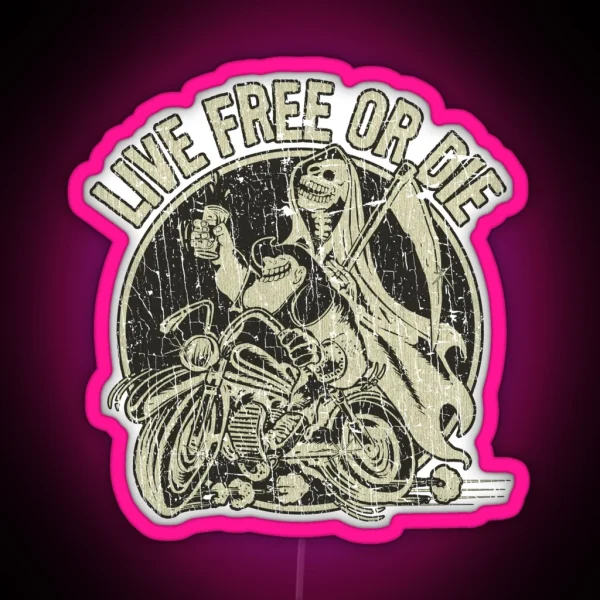 Live Free Or Die 1982 RGB Neon Sign