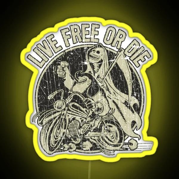 Live Free Or Die 1982 RGB Neon Sign