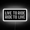 Neon 'Live To Ride' Motorcycle Helmet LED Sign for Cool Biker Gifts.