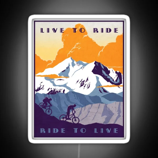Live To Ride Ride To Live Retro Cycling Poster RGB Neon Sign