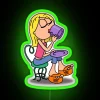 Lizzie McGuire neon sign in vibrant green.