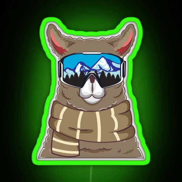 Llama Ski Goggle RGB Neon Sign