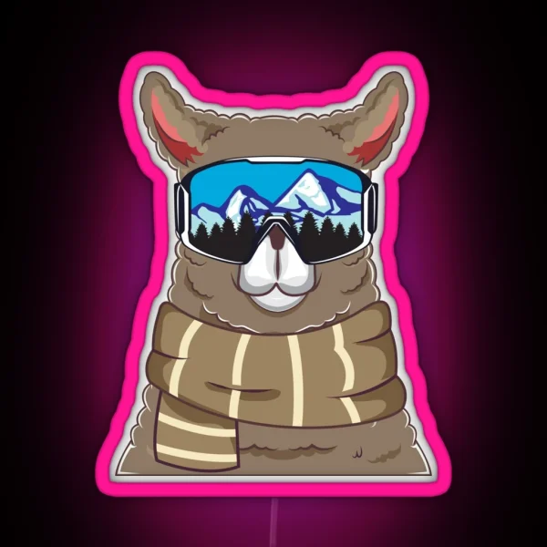 Llama Ski Goggle RGB Neon Sign