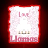 Cute llama Valentine's Day puns RGB neon sign written in red