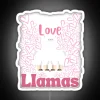 llama valentine puns rgb neon sign vibrant colorful white background