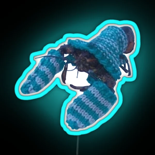 Lobster With Knit Mittens RGB Neon Sign