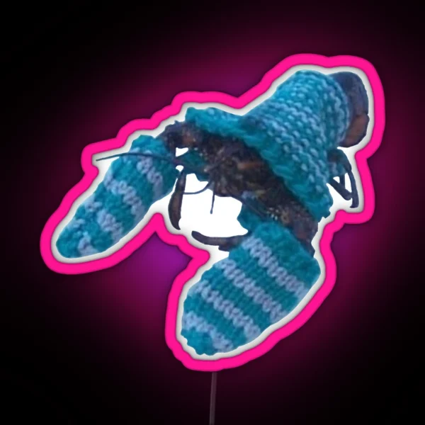 Lobster With Knit Mittens RGB Neon Sign