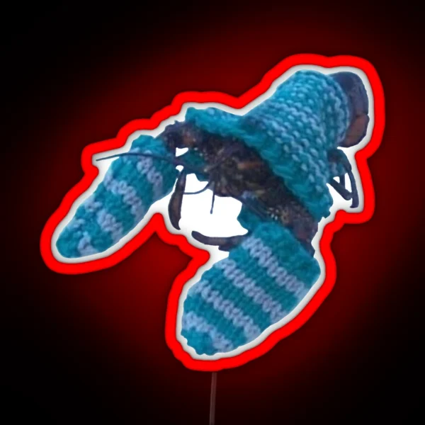 Lobster With Knit Mittens RGB Neon Sign