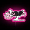 Lobster in tails clawed RGB neon sign pink.