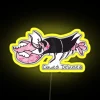 Neon Sign Featuring Clawed Lobsters with Tails in Yellow