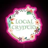 Local cryptid rgb neon sign with vibrant pink colors.