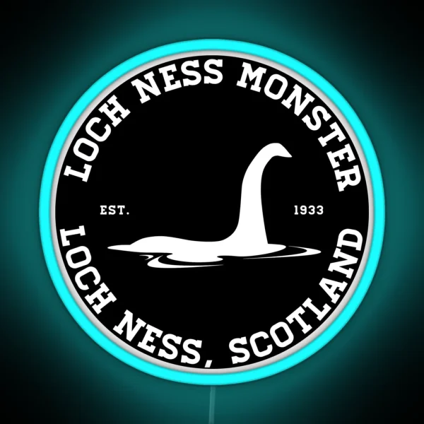 Loch Ness Monster Varsity Logo White Ver RGB Neon Sign