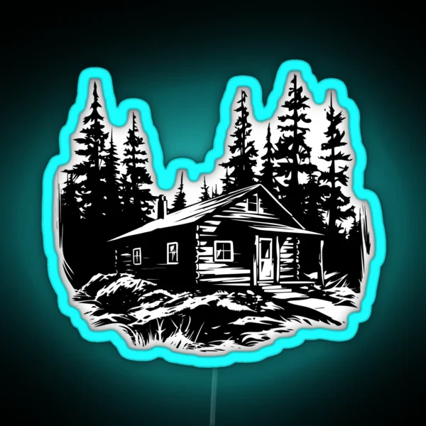 Log Cabin Timber Lodge Cottage Retreat RGB Neon Sign