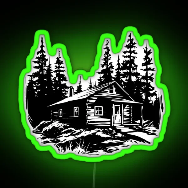 Log Cabin Timber Lodge Cottage Retreat RGB Neon Sign