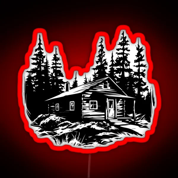 Log Cabin Timber Lodge Cottage Retreat RGB Neon Sign