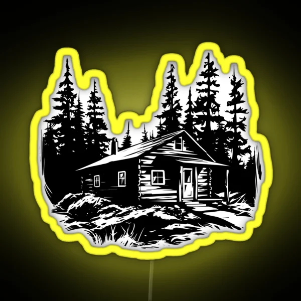 Log Cabin Timber Lodge Cottage Retreat RGB Neon Sign