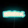 cute kids gaming logo with gold rgb neon sign blue