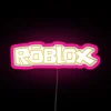 Cute Kids Gaming Logo in Gold Neon RGB Sign with Pink.
