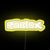 Gaming logo with cute kids in a gold neon sign featuring an RGB yellow glow.