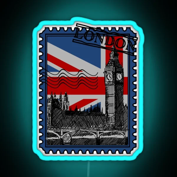 London Stamp Union Jack RGB Neon Sign