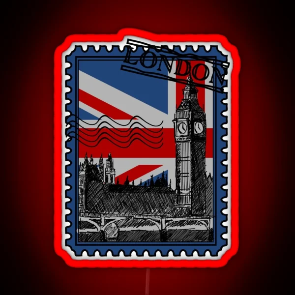 London Stamp Union Jack RGB Neon Sign