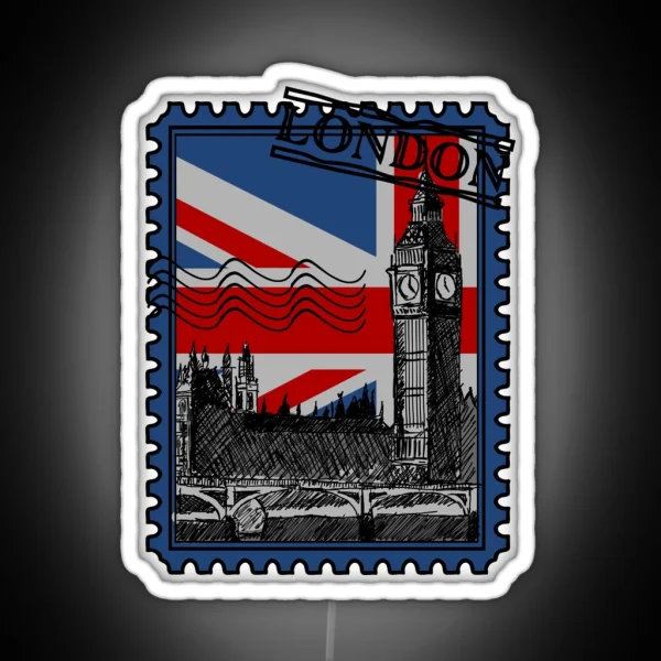 London Stamp Union Jack RGB Neon Sign