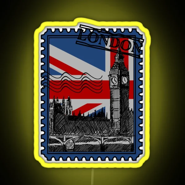 London Stamp Union Jack RGB Neon Sign