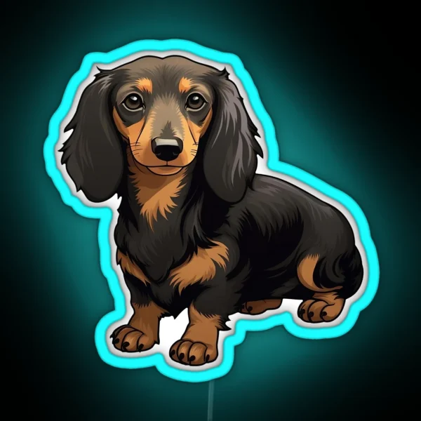 Long Hair Dachshund RGB Neon Sign