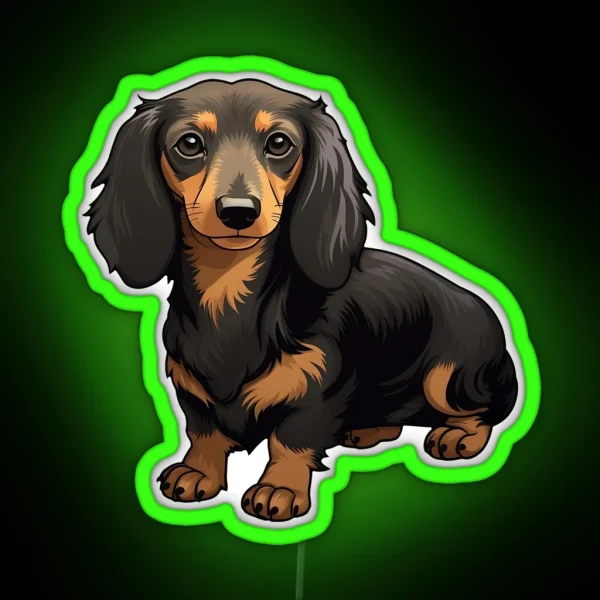 Long Hair Dachshund RGB Neon Sign