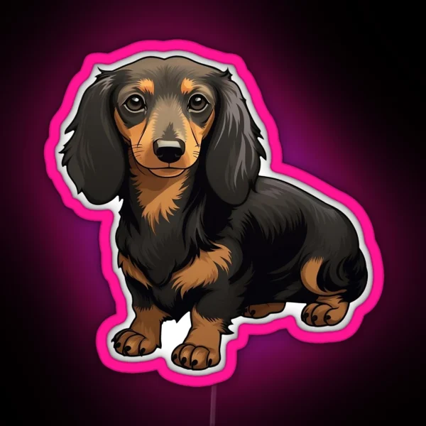 Long Hair Dachshund RGB Neon Sign