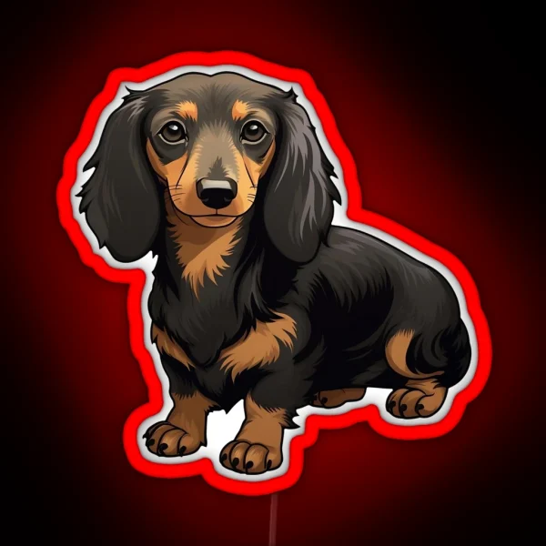 Long Hair Dachshund RGB Neon Sign