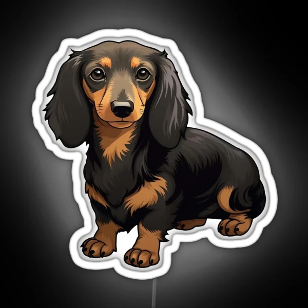 Long Hair Dachshund RGB Neon Sign