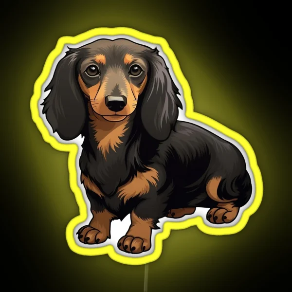 Long Hair Dachshund RGB Neon Sign