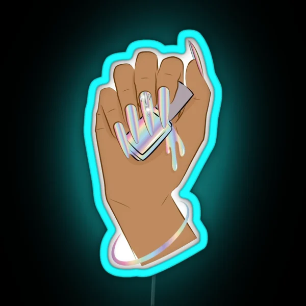 Long Nails Holographic RGB Neon Sign