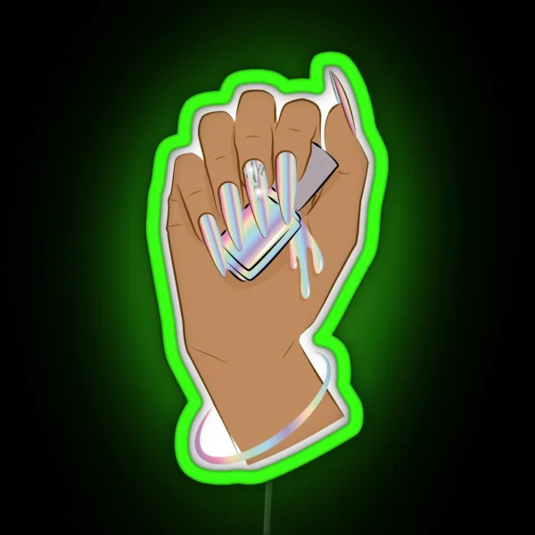 Long Nails Holographic RGB Neon Sign