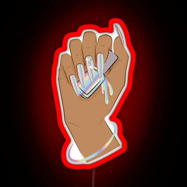 Long Nails Holographic RGB Neon Sign
