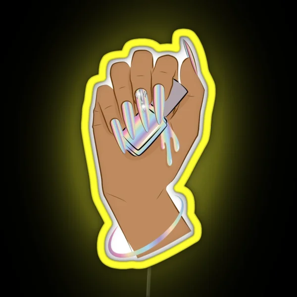Long Nails Holographic RGB Neon Sign