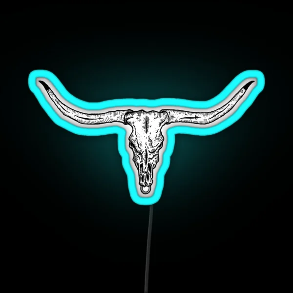 Longhorn Skull RGB Neon Sign