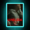 Horrifying neon sign featuring Lee Harker and Maika Monroe with RGB lighting effects.