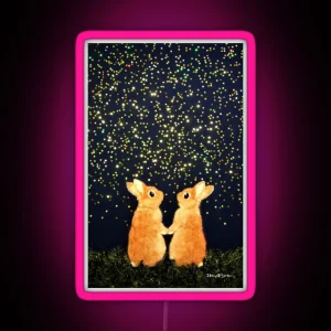 Looking For Shooting Stars 2008 Rabbit Bunny Art RGB Neon Sign