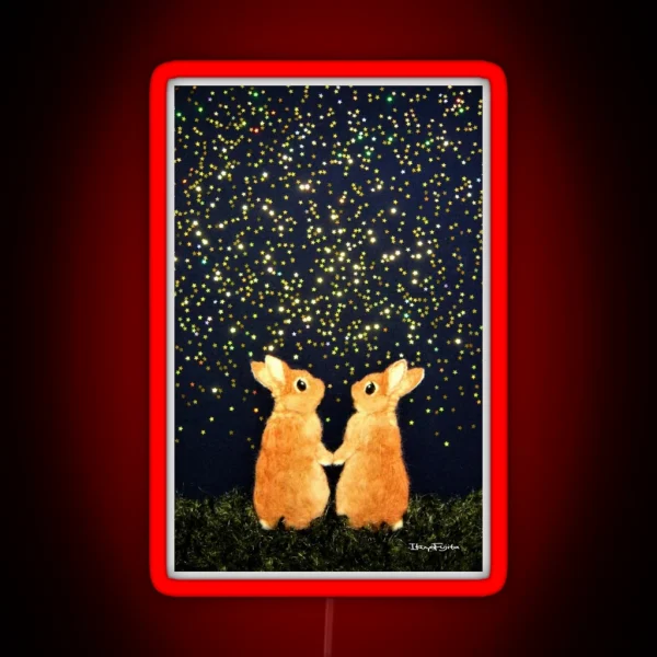 Looking For Shooting Stars 2008 Rabbit Bunny Art RGB Neon Sign