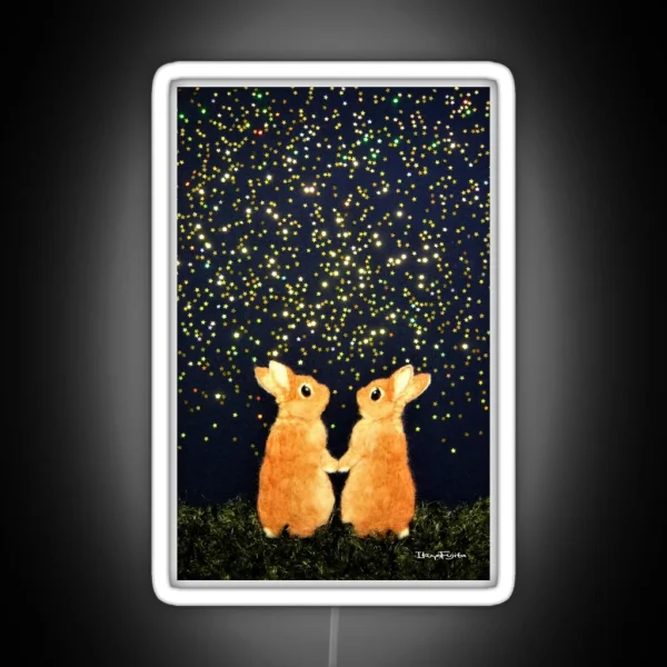 Looking For Shooting Stars 2008 Rabbit Bunny Art RGB Neon Sign