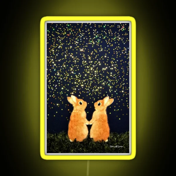Looking For Shooting Stars 2008 Rabbit Bunny Art RGB Neon Sign