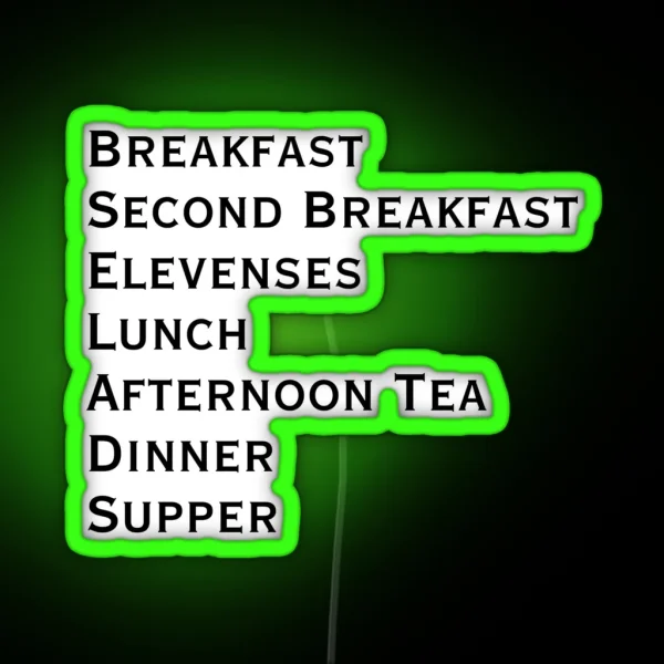 Lord Of The Rings Hobbit Meal Times Black Text RGB Neon Sign
