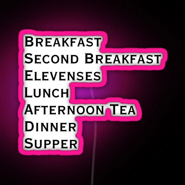Lord Of The Rings Hobbit Meal Times Black Text RGB Neon Sign