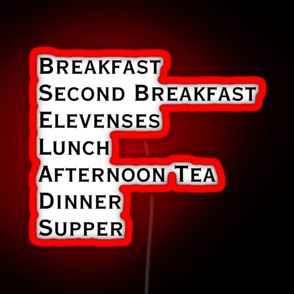 Lord Of The Rings Hobbit Meal Times Black Text RGB Neon Sign