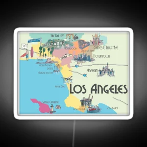 Los Angeles California Clean Iconic City Map RGB Neon Sign